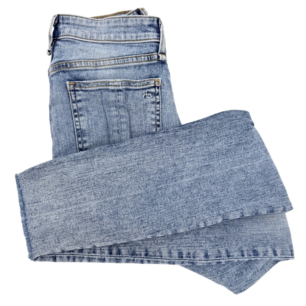 Rag & Bone Nina High-Rise Ankle Skinny Jeans Women 25 Blue Stretch Raw Hem